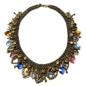 Vintage Brass Heart Charm Necklace 18”